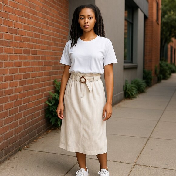 Ann Taylor Linen Blend Pencil Skirt in Off White Size 8 - Picture 1 of 11